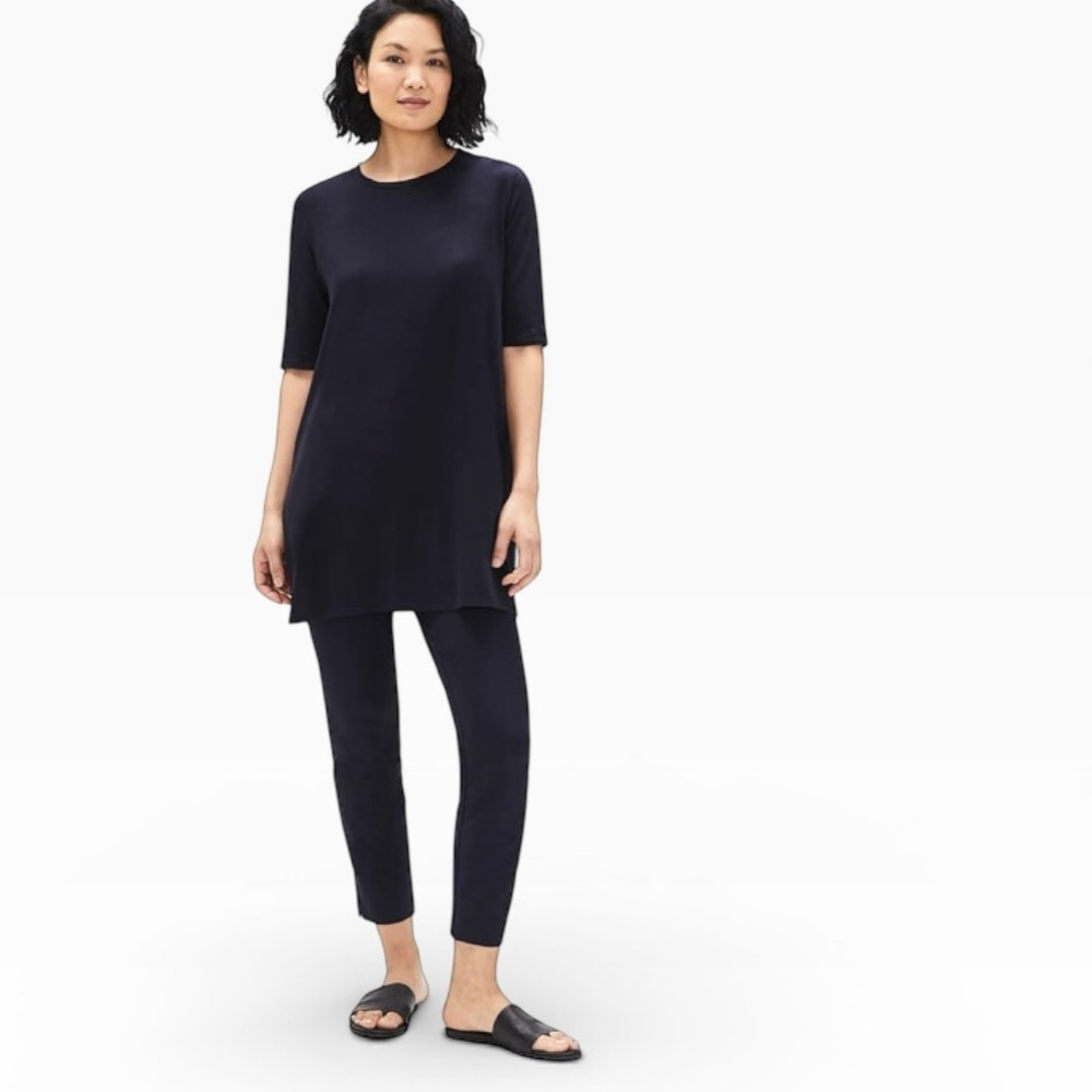 Eileen Fisher Short Sleeve Ribbed Tunic & Lantern Pant